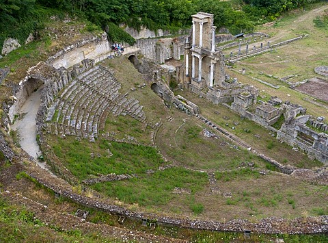 Teatro Romano, an ancient Roman theater, built in the reign of Emperor Augustus in Volterra, Tuscany, Italy, Europe