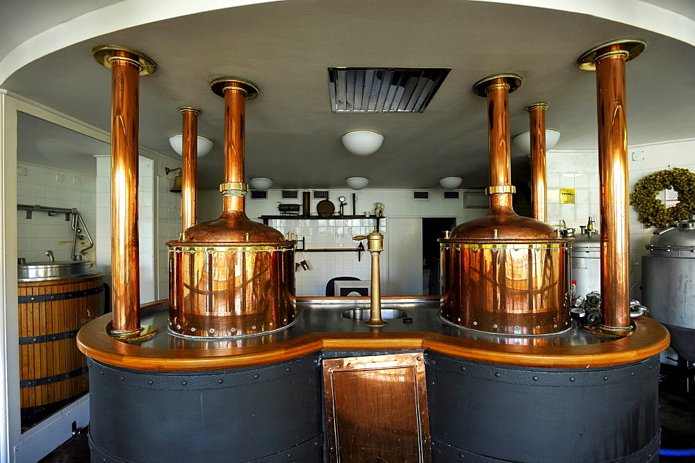 Brewhouse, brewing kettle of the historic Pilsner Urquell brewery, Pilsen, Bohemia, Czech Republic, Europe