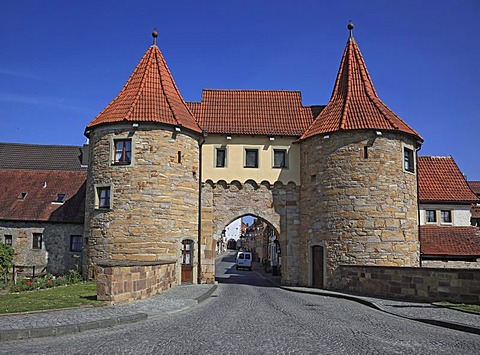 West Gate in Prichsenstadt, district of Kitzingen, Lower Franconia, Bavaria, Germany, Europe