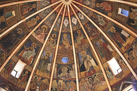 Dome fresco in the Baptistery, Parma, Emilia Romagna, Italy, Europe