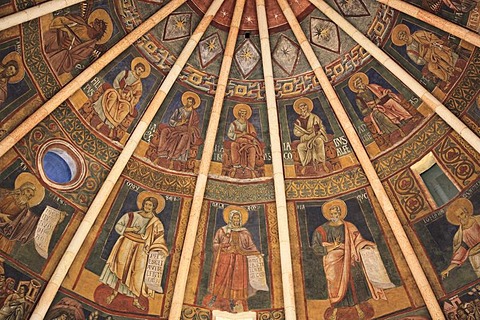 Dome fresco in the Baptistery, Parma, Emilia Romagna, Italy, Europe