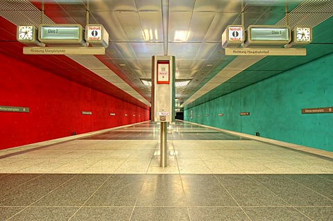 U-Bahn metro station in Munich, Bavaria, Germany, Europe