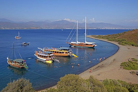 Ships off Red Island, Turkish Aegean, Turkey, Asia