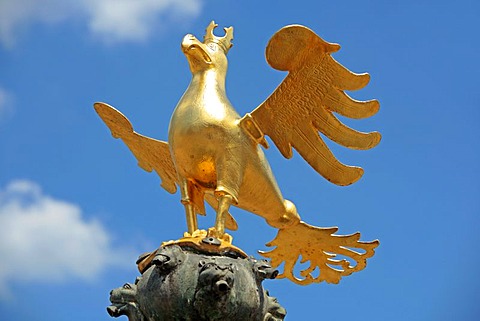 Imperial eagle on the market square of Goslar, Harz, Germany, Europe