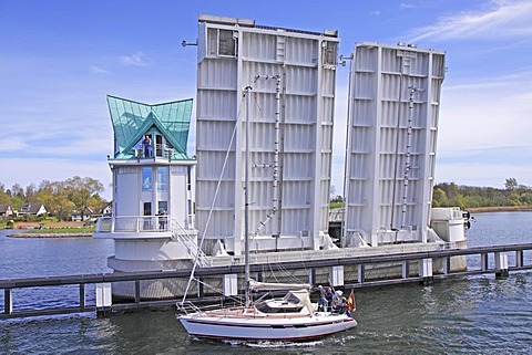 Bascule bridge, Kappeln, Schlei Inlet, Schleswig-Holstein, Germany, Europe