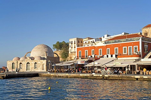 Mosque of the Janissaries at the Venitian Harbour of Hania, Crete, Greece, Europe