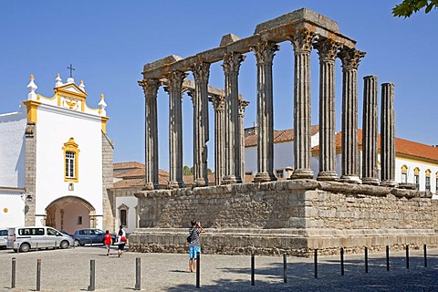 Temple of Diana in evora, Alentejo, Portugal, Europe