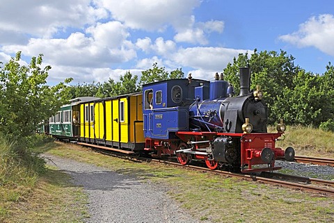 Historic steam train of the island railway, Borkum Island, an East Frisian Island, Eastern Friesland, Lower Saxony, Germany, Europe