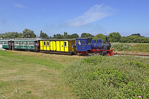 Historic steam train of the island railway, Borkum Island, an East Frisian Island, Eastern Friesland, Lower Saxony, Germany, Europe