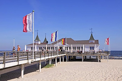 Pier in Ahlbeck, Usedom island, Baltic Sea, Mecklenburg-Western Pomerania, Germany, Europe