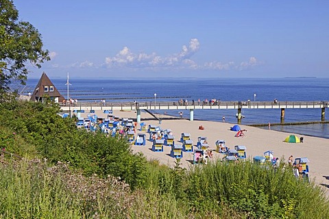 Pier and beach of Koserow, Usedom Island, Baltic Sea