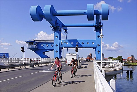 Lift bridge between Wolgast and Usedom island, Baltic Sea, Mecklenburg-Western Pomerania, Germany, Europe