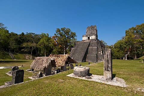 Temple II and Grand Plaza, Tikal, archaeological site of the Maya civilization, Guatemala, Central America