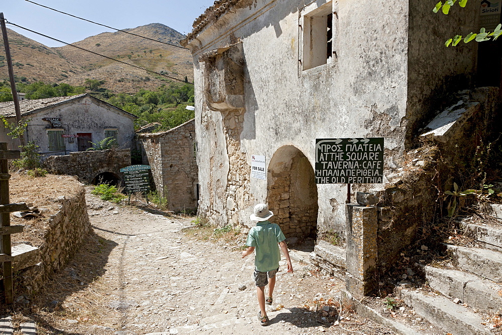 Ruins in Paleo Perithia, deserted village, north east Corfu, Corfu Island, Ionian Islands, Greece, Southern Europe, Europe