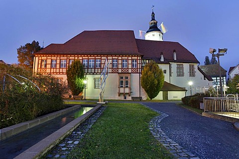 Evening mood, Kurmainzisches Schloss castle, Tauberbischofsheim, Baden-Wuerttemberg, Germany, Europe