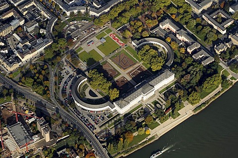 Aerial view, construction works for the Bundesgartenschau BUGA 2011, federal garden show, Elector's Palace, Koblenz, Rhineland-Palatinate, Germany, Europe