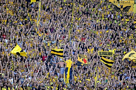 BVB fans in the South Stand, Bundesliga Football League, season 2010 - 2011, Borussia Dortmund - Bavaria Munich 2:0, Signal Iduna Park, Dortmund, North Rhine-Westphalia, Germany, Europe