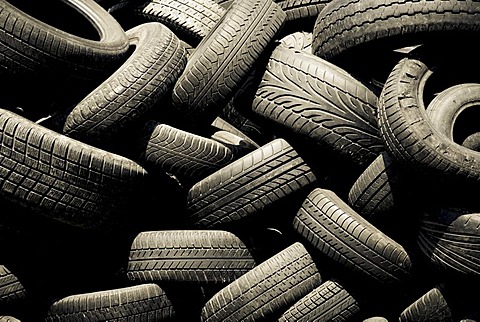 A pile of old tires, recycling