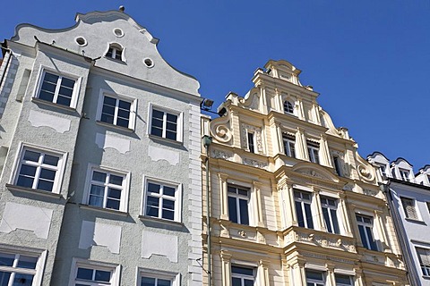 Facades of houses in Maximilianstrasse, Augsburg, Bavaria, Germany, Europe
