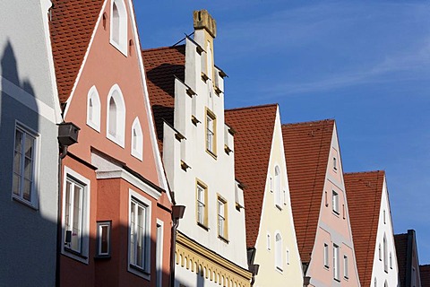 Houses in the Ludwigstrasse street, Landsberg am Lech, Bavaria, Germany, Europe