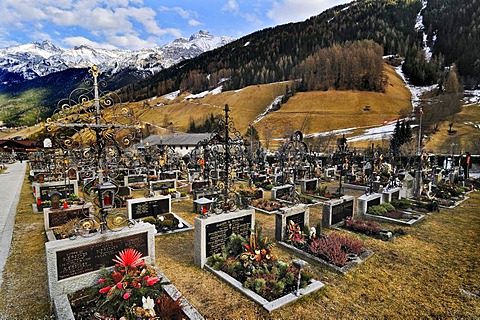 Cemetery of Neustift, Stubaital Valley, Tyrol, Austria, Europe