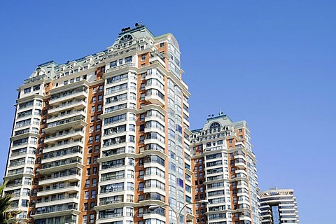 High-rise buildings, boulevard, promenade, resort, Vina del Mar, Chile, South America