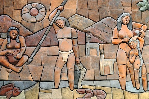 Aboriginal people, indigenous people, mural, Museo Domo museum, cultural center, Coquimbo, La Serena, Norte Chico, northern Chile, Chile, South America