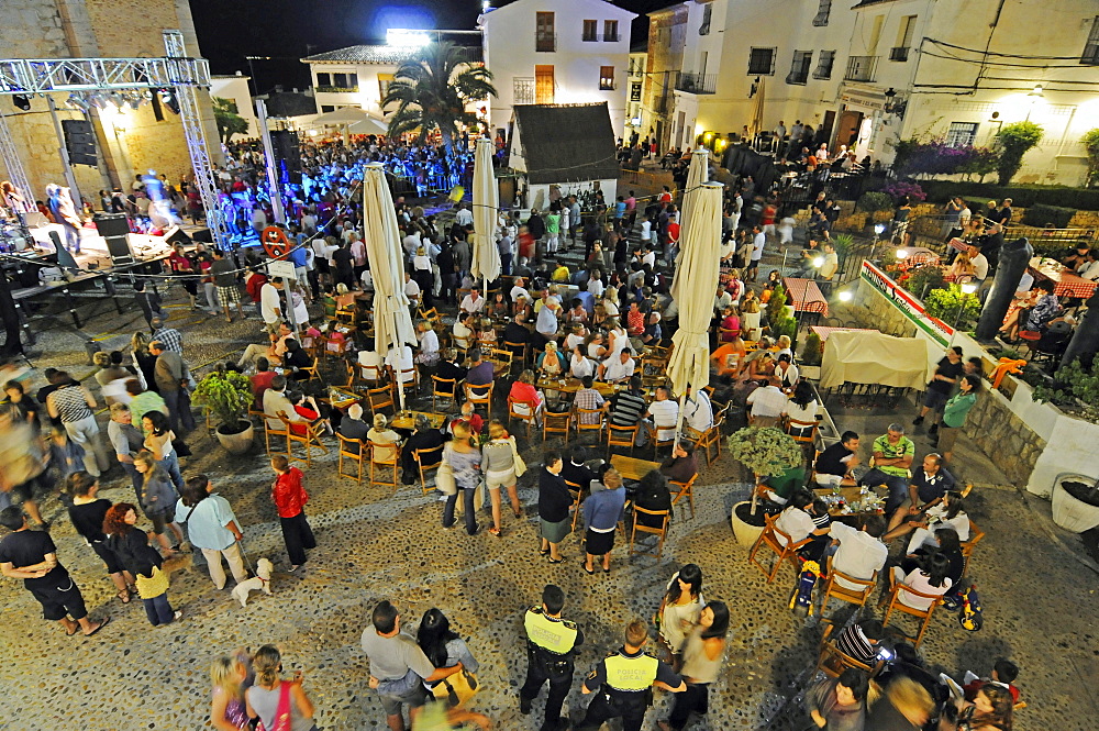 Many people, plaza, square, music, Fiesta de Sant Juan, Joan, festival, traditional event, Altea, Costa Blanca, Alicante, Spain, Europe