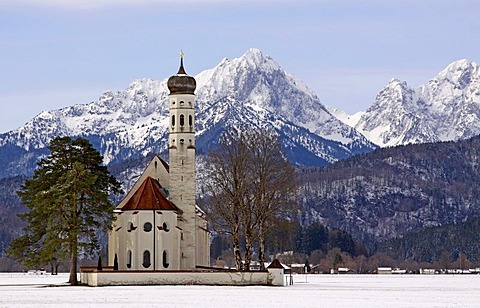 Pilgrimage Church of St. Coloman, Schwangau, Alps, Neuschwanstein, Ostallgaeu, Bavaria, Germany, Europe