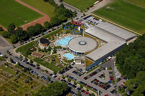 Aerial view, Maximare, swimming pool, sauna and spa bath, Bad Hamm, Hamm, Ruhr Area, North Rhine-Westphalia, Germany, Europe