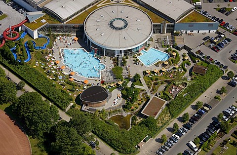 Aerial view, Maximare, swimming pool, Bad Hamm, Hamm, Ruhr Area, North Rhine-Westphalia, Germany, Europe