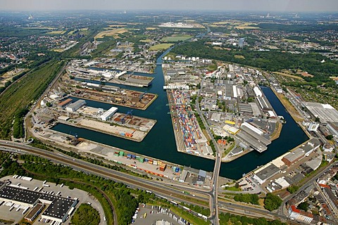 Aerial photo, site of the Envio company, Dortmund Harbour, Dortmund, Ruhr Area, North Rhine-Westphalia, Germany, Europe