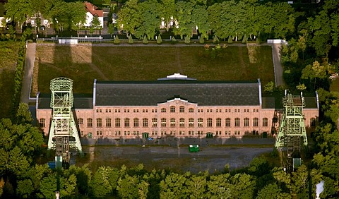 Aerial view, Zeche Zweckel, a disused mine, machine hall, venue of the Ruhrtriennale, a music and arts festival, Gladbeck, Ruhrgebiet area, North Rhine-Westphalia, Germany, Europe