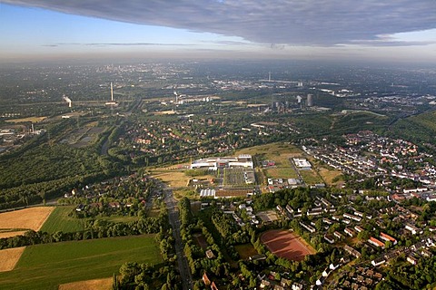 Aerial view, Ostermann furniture store expansion, Gladbeck, Ruhr Area, North Rhine-Westphalia, Germany, Europe