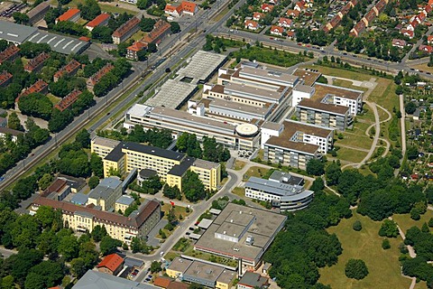 Aerial view, University of Erfurt, Erfurt, Thuringia, Germany, Europe