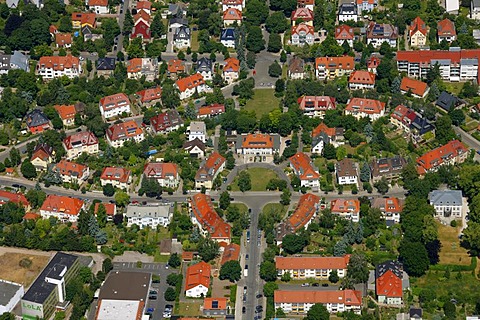 Aerial view, housing estate, Am Hopfenberg street, Erfurt, Thuringia, Germany, Europe