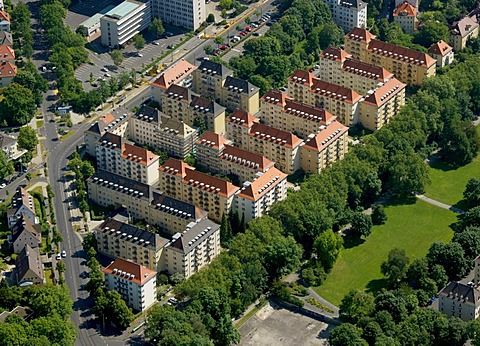 Aerial view, residential housing, Geysostrasse, Kassel, Hesse, Germany, Europe