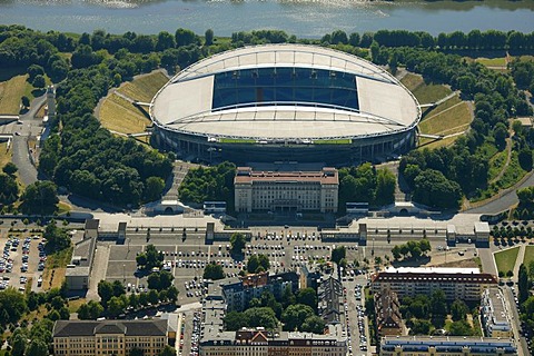 Aerial view, Zentralstadion stadium, Elsterbecken, Leipzig, Saxony, Germany, Europe