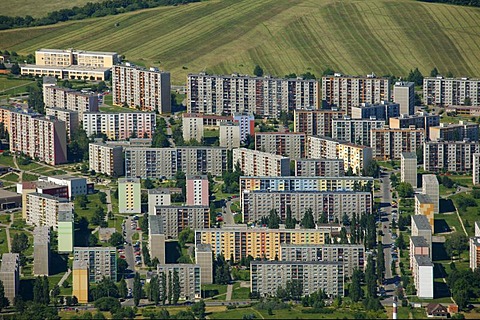 Aerial view, prefabricated buildings, residential area, Liberec, Czech Republic, Europe