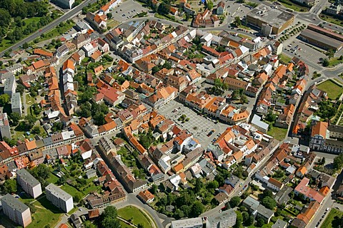 Aerial view, market place, historic center, Liberec, Czech Republic, Europe