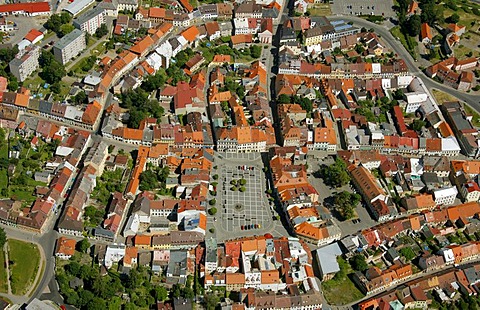 Aerial view, market place, historic center, Bezrucova, Liberec, Czech Republic, Europe