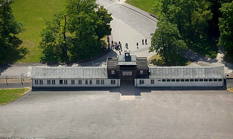 Aerial view, former concentration camp Buchenwald near Weimar, Thuringia, Germany, Europe