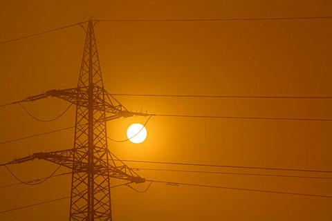 Electricity pylon at dawn