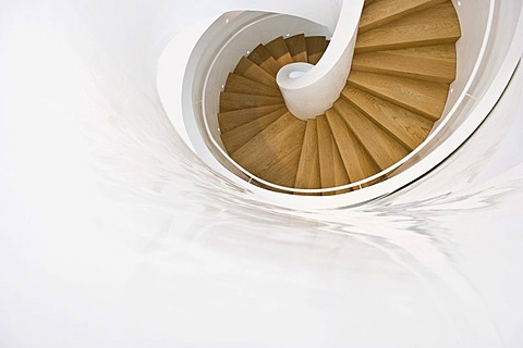 Spiral staircase at the Vitra Design Museum by the architects Herzog & de Meuron in Weil am Rhein, Baden-Wuerttemberg, Germany, Europe