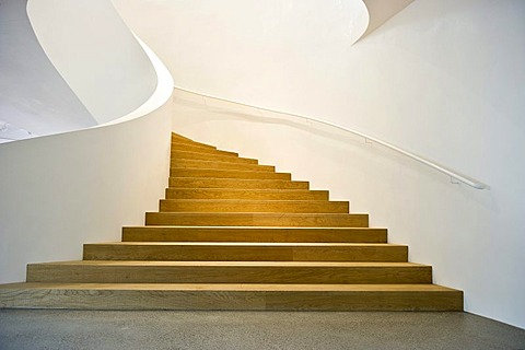 Spiral staircase at the Vitra Design Museum by the architects Herzog & de Meuron in Weil am Rhein, Baden-Wuerttemberg, Germany, Europe