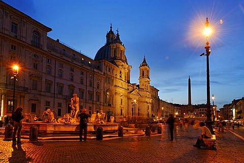 Piazza Navona, St. Agnese Church in Agone, Rome, Italy, Europe