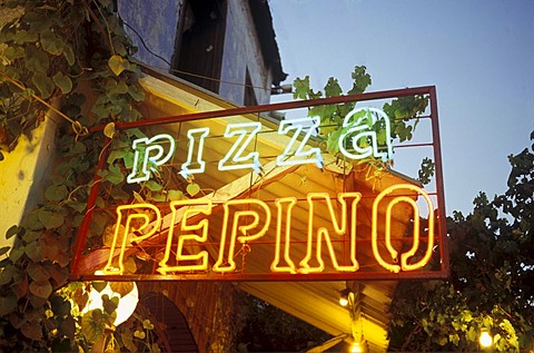 Neon sign, Pepino Pizza, pizzeria, Venice, Italy, Europe