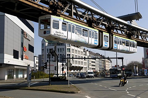 Schwebebahn, suspended monorail, Wuppertal, Bergisches Land, North Rhine-Westphalia, Germany, Europe