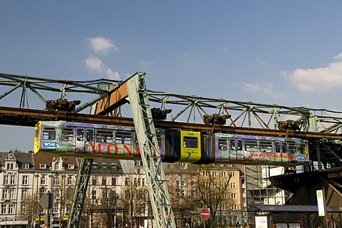 Schwebebahn, suspended monorail, Wuppertal, Bergisches Land area, North Rhine-Westphalia, Germany, Europe