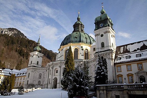 Abbey church, Benedictine Monastery, Ettal Monastery, Upper Bavaria, Bavaria, Germany, Europe